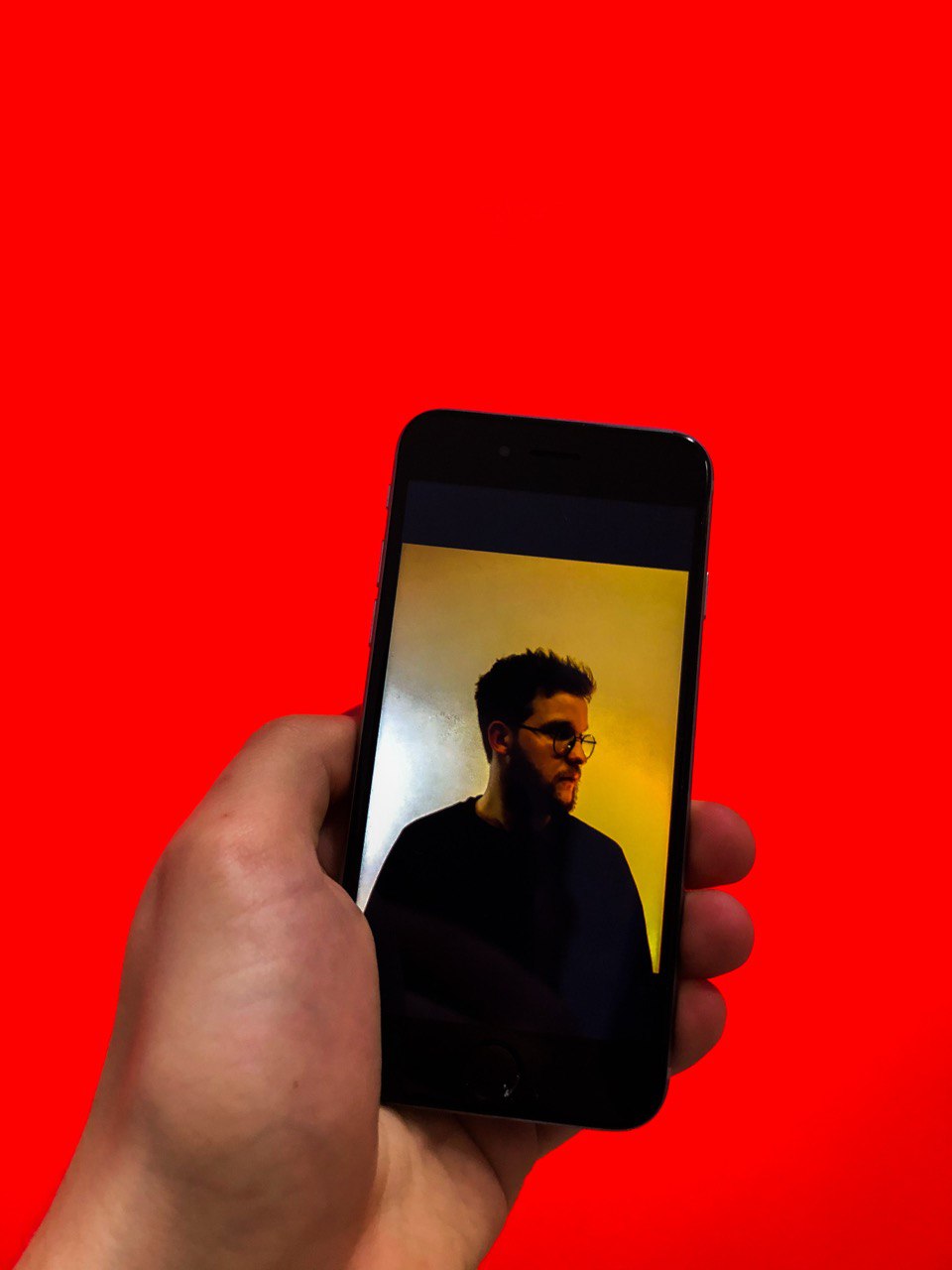 Portrait on a phone screen